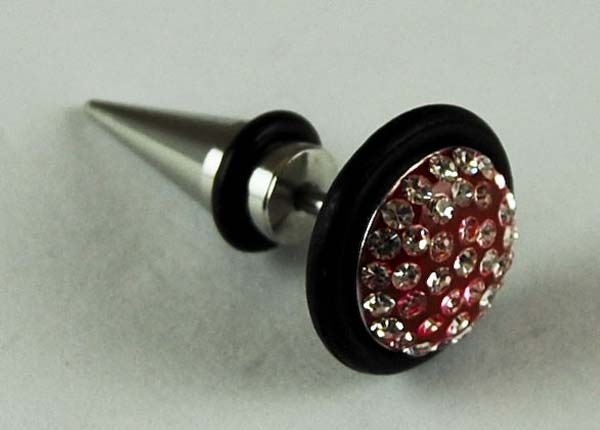 Body Piercing Plug Spike With Stone Red