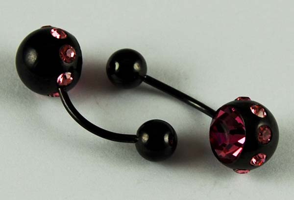 Body Piercing Circle With Stones Pink 2pcs