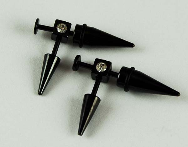 Body Piercing Square With Spikes And Stones Clear 2pcs