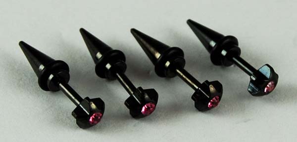 Body Piercing Star With Stone Pink 4pcs