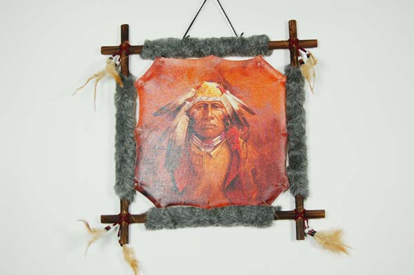 Frame Wooden Indian Man Old Style Portrait 40x40cm