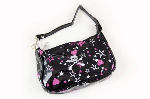 Bag Pvc Skull And Bones With Stars And Hearts H11xl18xw3.5cm