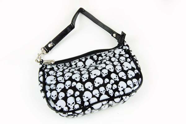 Bag Pvc Black With White Skulls H11xl18xw3.5cm