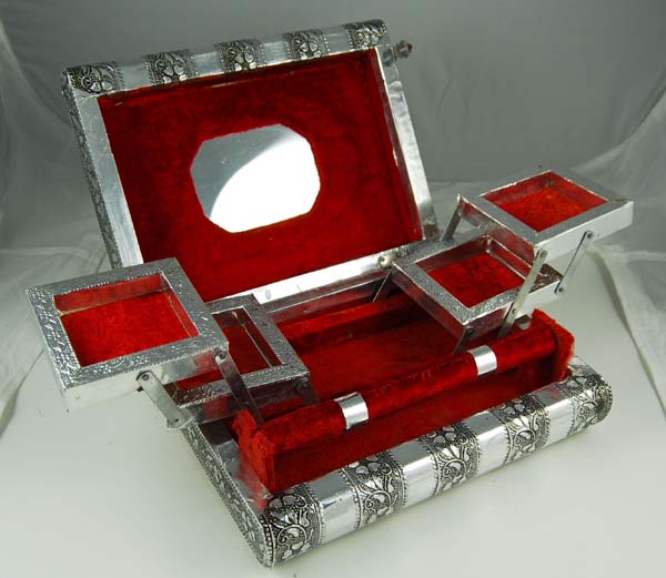 Box Jewellery With Metal Top Red
