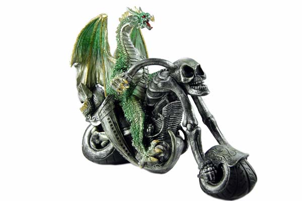 Dragon On Motorbike Green 31.5X18X25.5CM