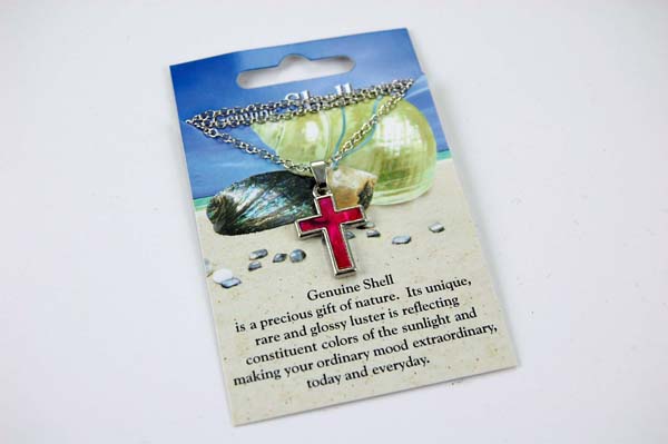 Necklace Shell Cross Pink