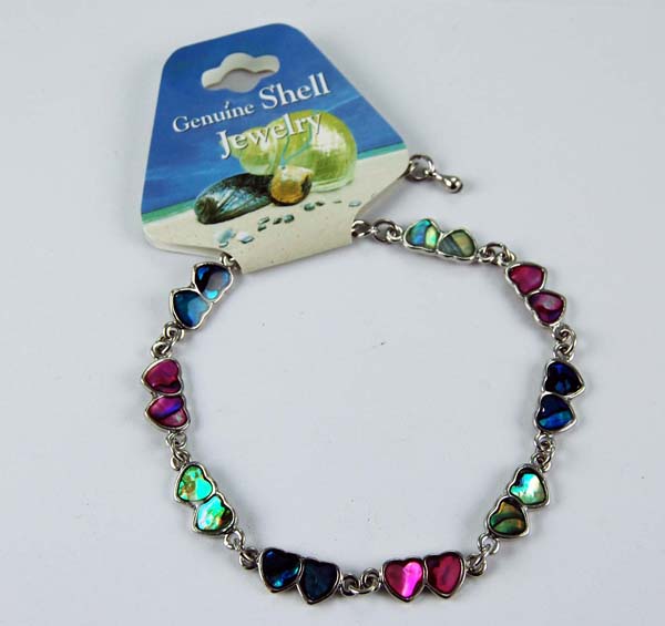 Bracelet Shell Double Heart Pink