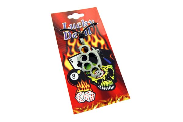 Pendant Pewter Knuckle Duster On Display Card