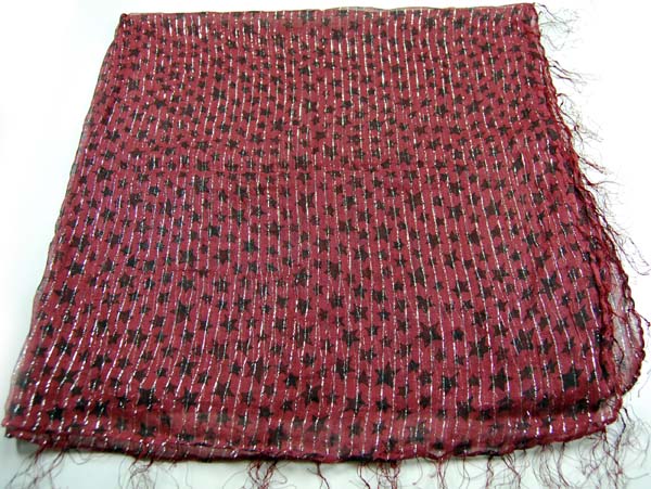 Scarf With Stars Lurex Maroon