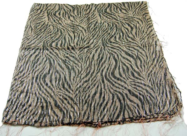 Scarf Zebra Print Lurex Brown