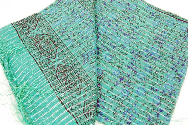 Scarf Lurex Floral Print Green