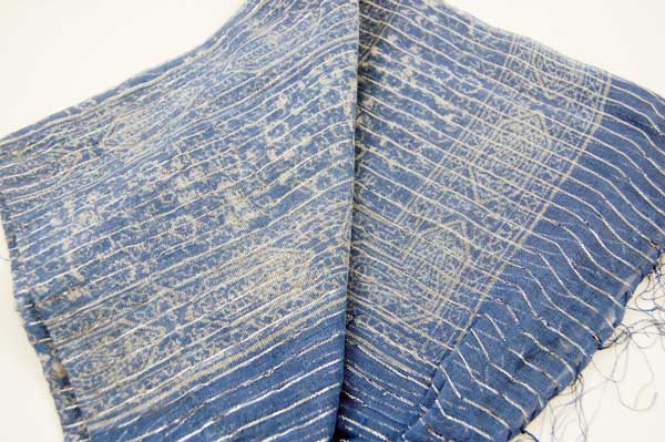 Scarf Lurex Floral Print Blue