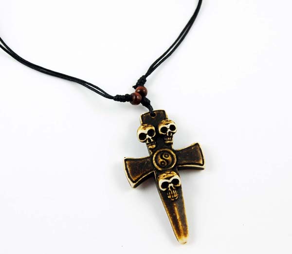 Necklace Cross With Skulls