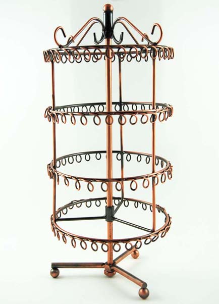 STAND FOR EARRINGS ROUND 4 LAYER DISPLAY WITH HANGING RINGS BRON