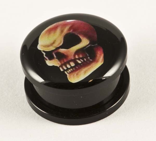 Body Piercing Plug Skull Red Shaded