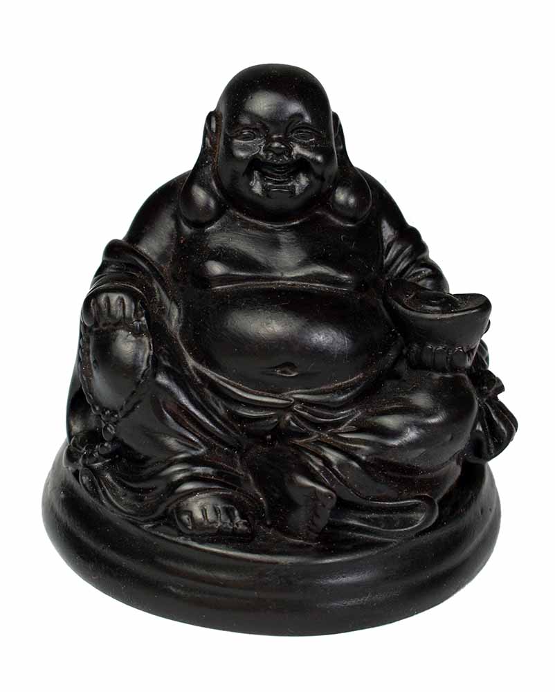 Buddha Happy Sitting On Base Resin 6.5cm