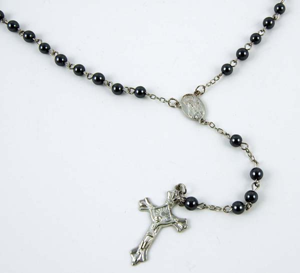 ROSARY BEADS HEMATITE COLOUR PLAIN STONES