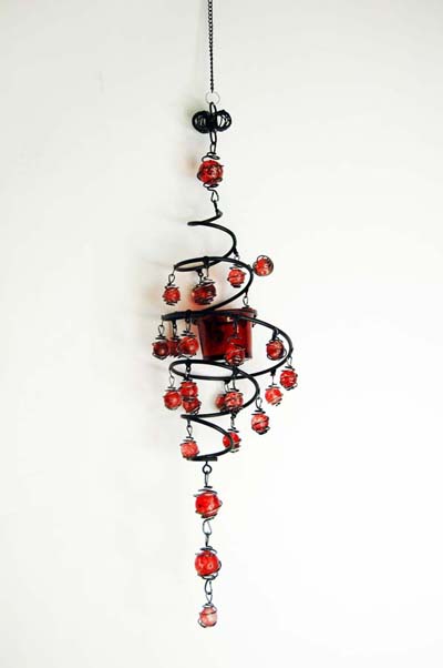 Candle Holder Black Hanging With Re