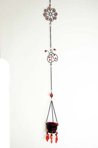 CANDLE HOLDER HANGING WITH FLOWERS