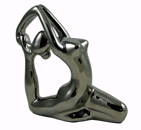 Figurine Lady In Exercise Pose Silver Colour