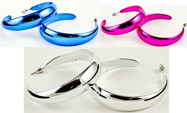 Earring Round 6 Assorted Colours In Bag Including Silver Blue Pi
