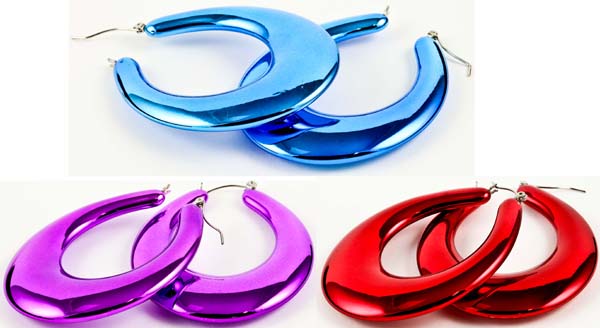 Earring Hoop 6 Assorted Colours In Bag Including Purple Red And