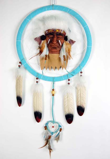 Dream Catcher Indian Face Turquoise 11 Inch