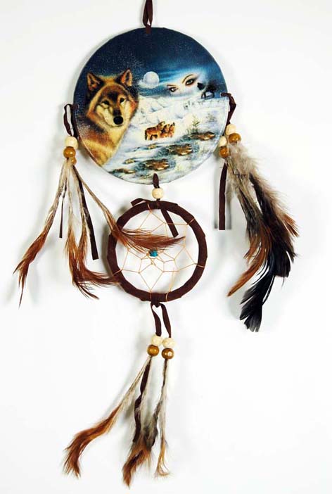 Dream Catcher Wolves In Snow 4.5cm