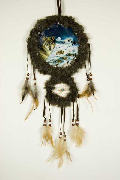 Dream Catcher Brown Wolves In Snow 6.5 Inch