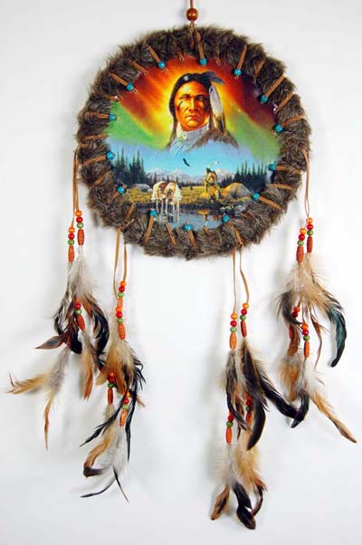 Dream Catcher Turquoise Indian In Clouds Overlooking Earth 10 In