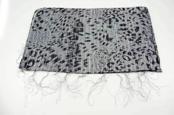 Stole Animal Print Lurex Grey 152x31cm