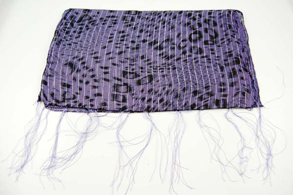 Stole Animal Print Lurex Purple 152x31cm