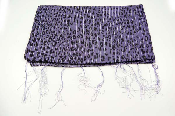 Stole Leopard Print Lurex Purple 152x31cm