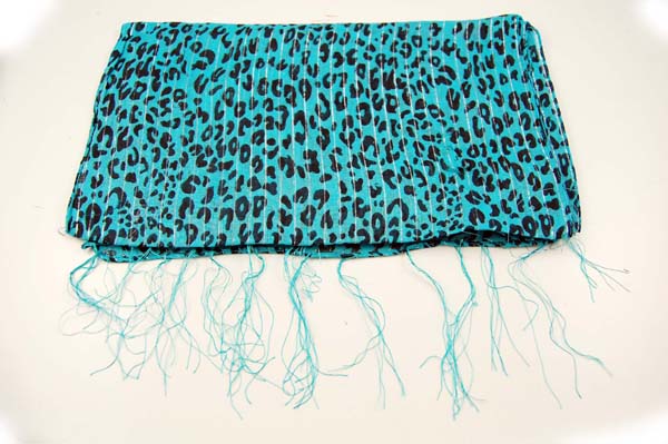 Stole Leopard Print Lurex Turquoise 152x31cm