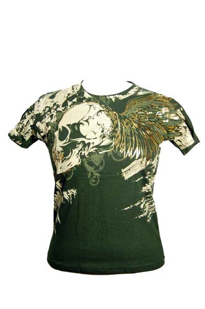 T-Shirt X Large Foil Skull With Paint Splash Green