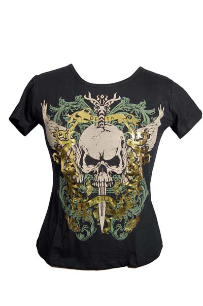 T-Shirt Lady XX Large Skull And Dagger Black