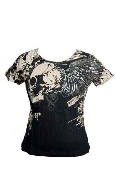 T-Shirt Lady XX Large Skull Painted Black