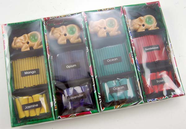 Incense Stick And Cone Set With Elephant Set In Fabric  Box 4pc