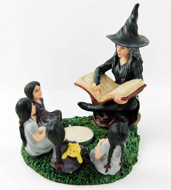 Candle Holder T-Light Witch Reading Story To Children