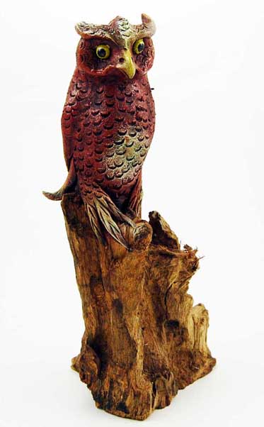 Owl On Wood Approx 25cm