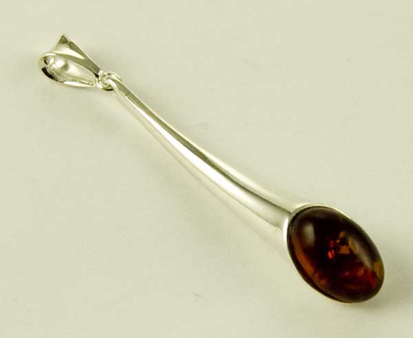 Amber Pendant Stone Horn  925 Sterling Silver