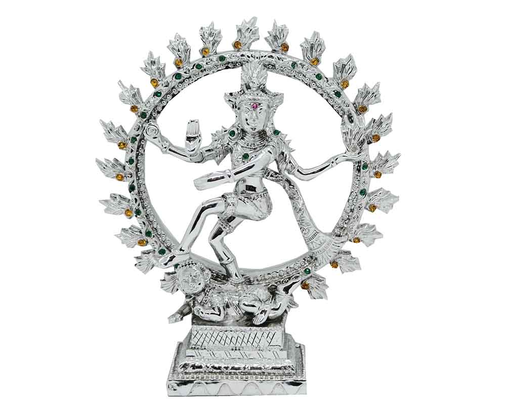 Indian Natraj Silver Colour With Stones 7.5 Inch