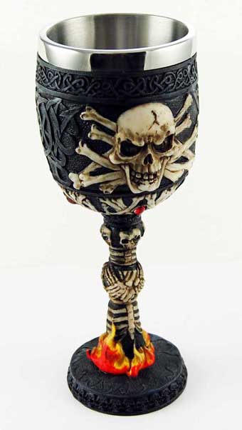 Goblet Skull And Bones With Flames