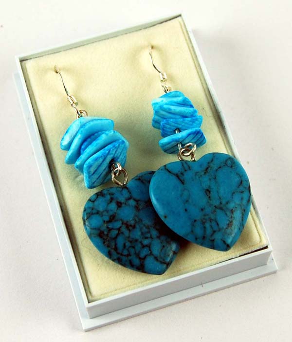 Earring Silver Heart Turquoise Stone