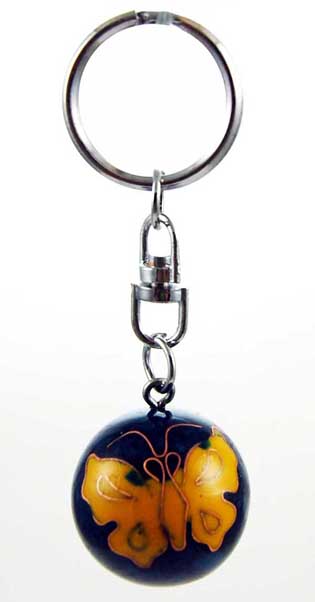 Keyring Health Ball Blue With Yellow Butterfly 25mm