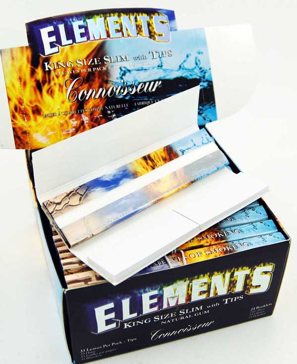 Rolling Paper Elements Connoisseur King Size Slim Plus Tips 24 P