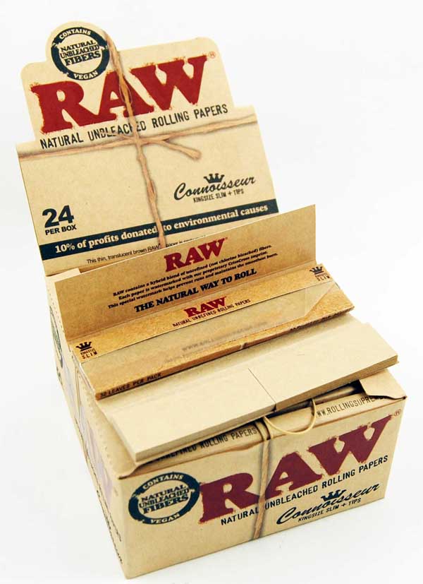 Rolling Paper Raw Connoisseur King Size Slim Plus Tips 24 Pieces