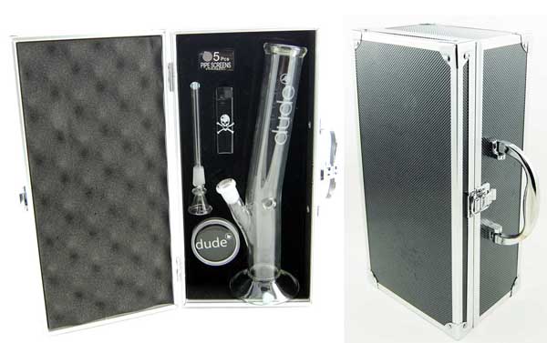 Bong Glass Dude In Aluminium Box 30cm(H)