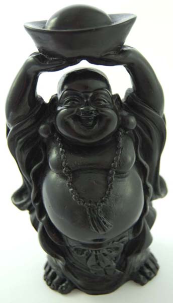Buddha With Beads Standing Holding Gift In The Air Resin