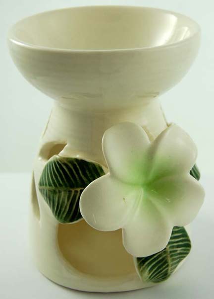 Oil Burner White With Flowers